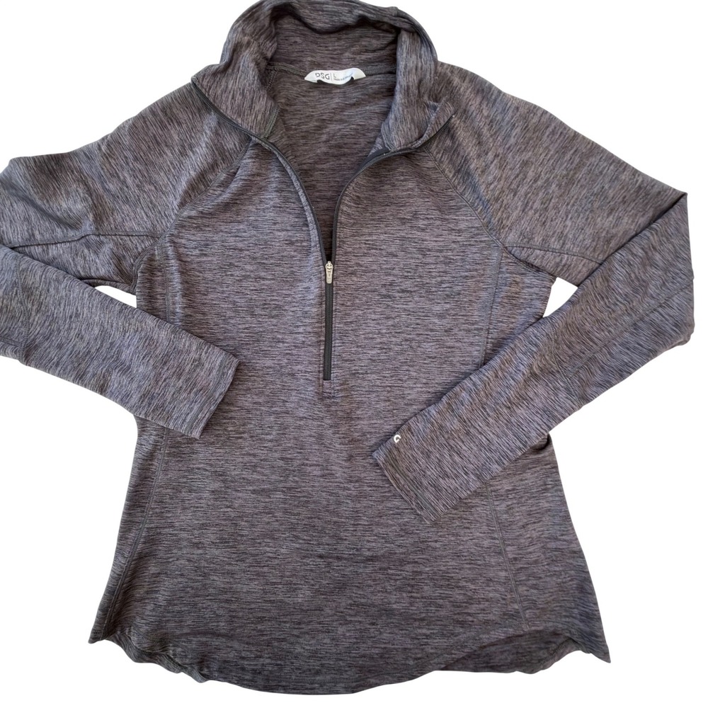 DSG Womens Large Charcoal Heather Space Dye 1/4 Zip Pullover Thumbhole Active To